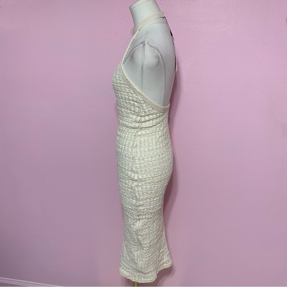 Zara Beige Crochet Knit Midi Dress S - Picture 3 of 7